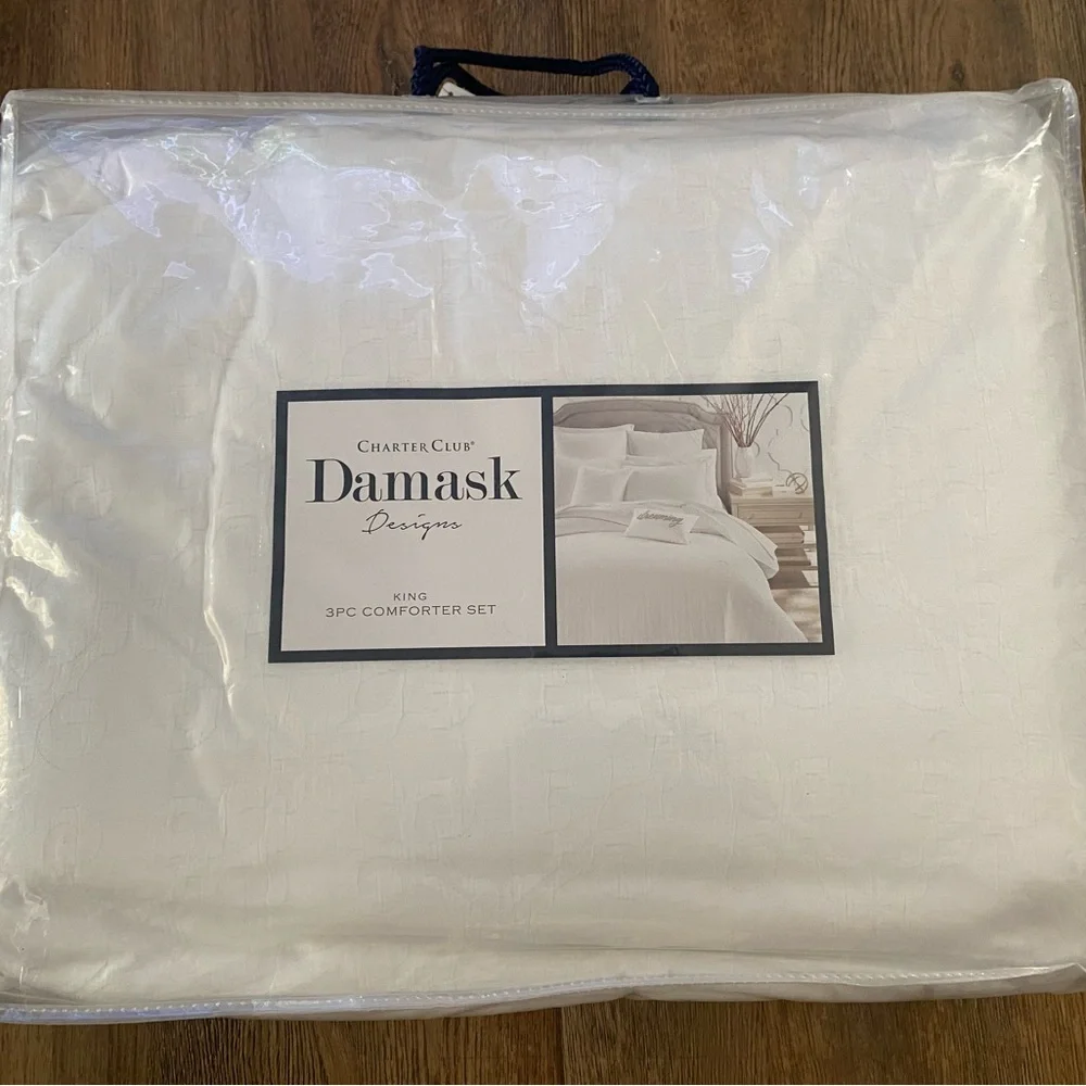 Charter Club Woven Tile 3-Pc. King White Reversible Comforter Set